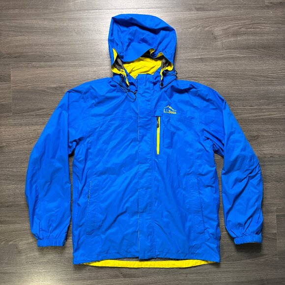 L.L. Bean Men's Trail Model Rain Jacket - Blue/Yellow - Picture 1 of 9